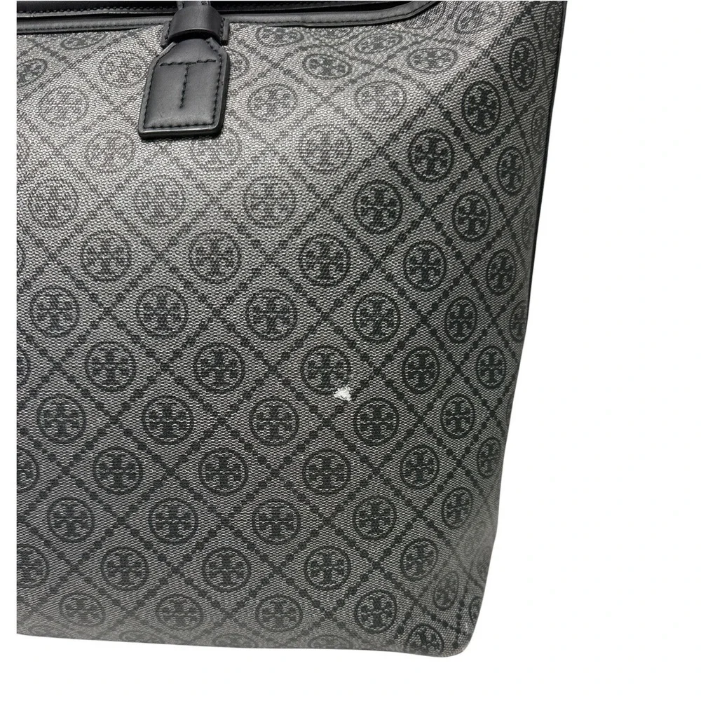 Tory Burch Gemini Link Tote Women Large Gray Black Monogram Zip Top Bag EUC - Picture 8 of 9